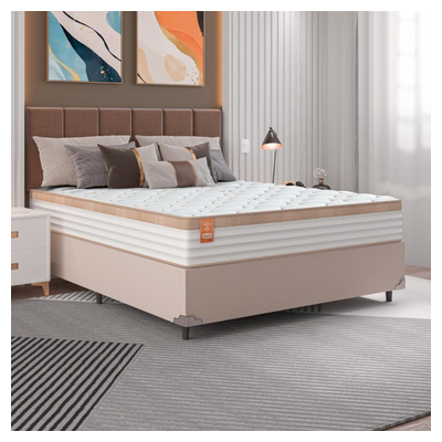 Cama Box Queen com Colchão Molas